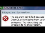 AML Device Install kdbsync.exe OpenCL.dll FIX