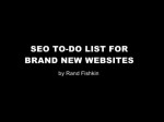 SEO To-Do List for Brand New Websites