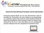 Reasons for Slow Working of Computer and its Improvisation